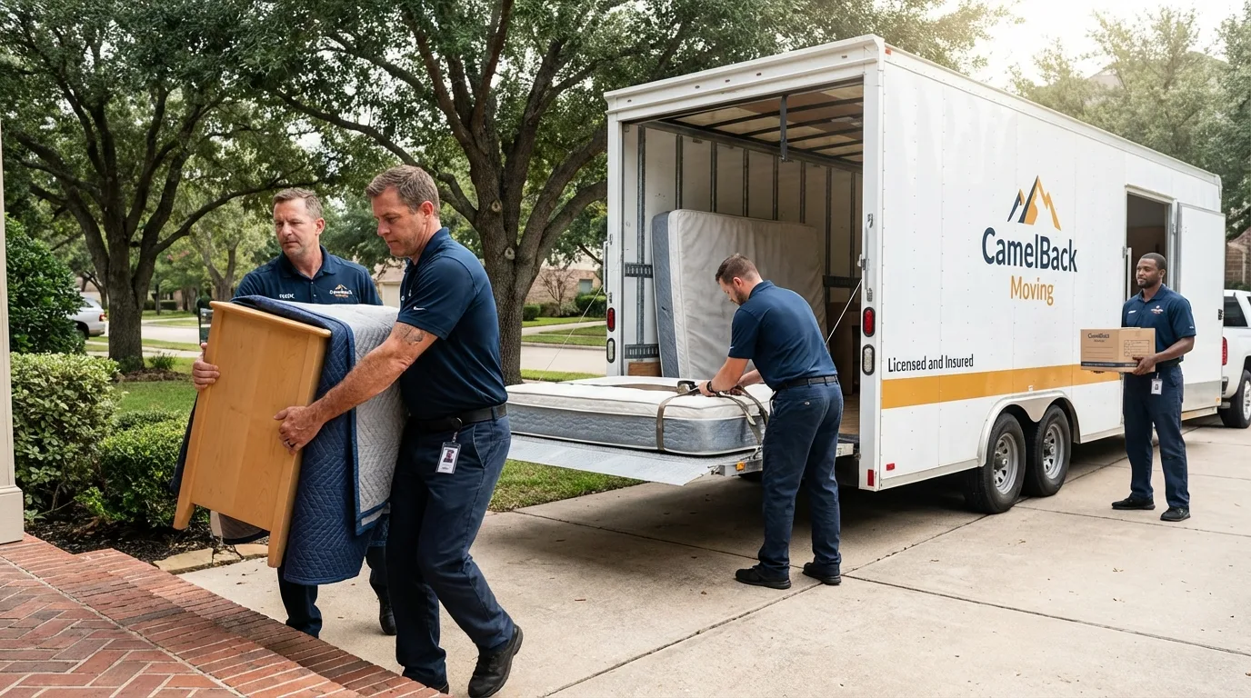 Crew loading residential truck for cross-state move from Meigs, GA